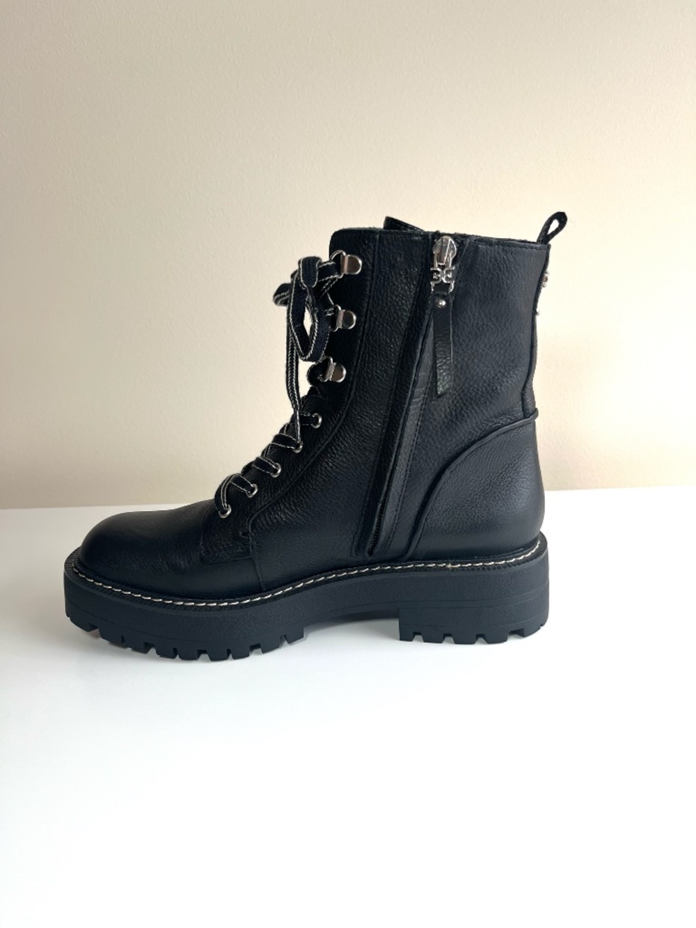 Sam Edelman Laurie Leather Platform Combat Boots Women's 8 Black - Picture 5 of 9